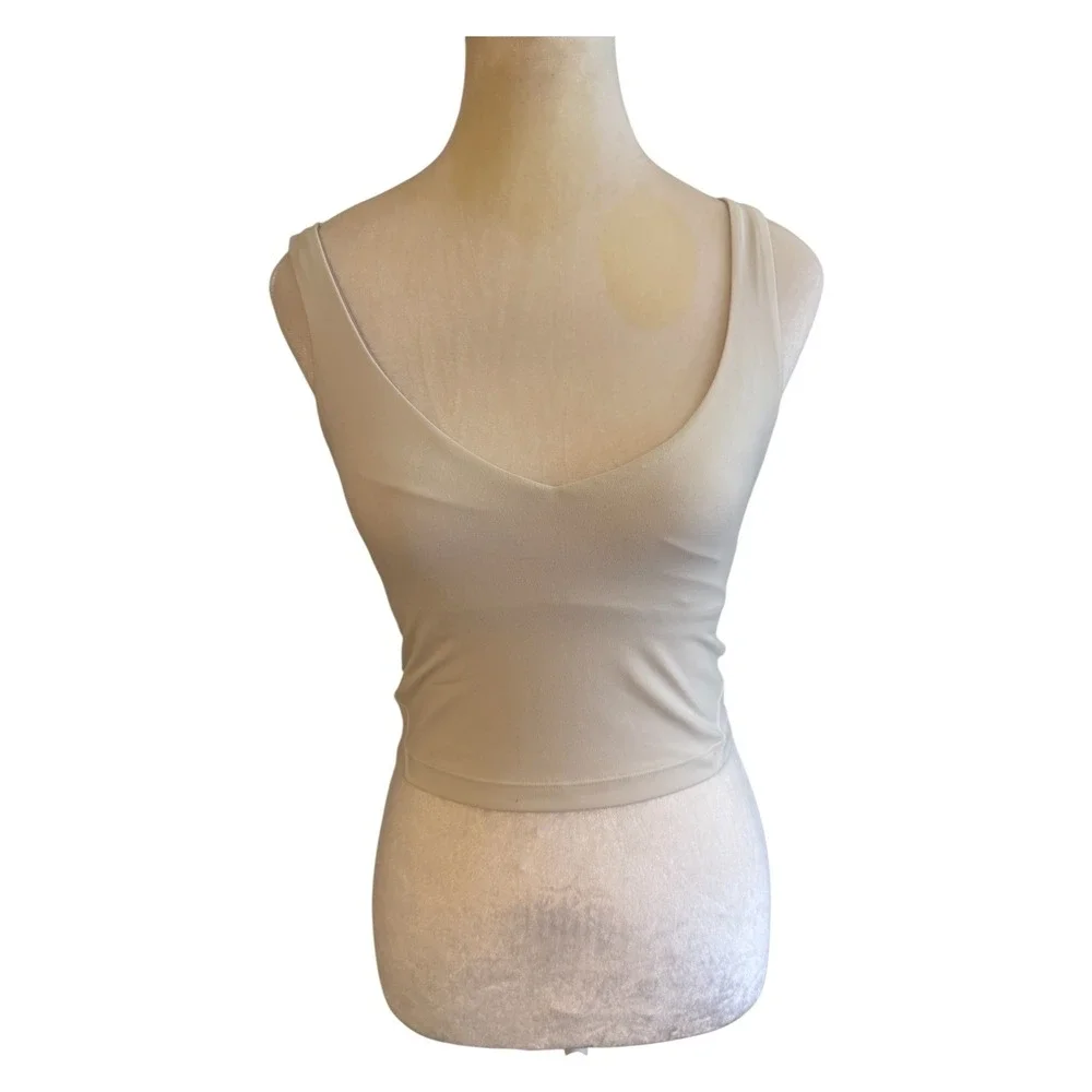 Lululemon Align Tank Top Women 4 White Opal Yoga Athletic Nulu Bra‎ Cropped